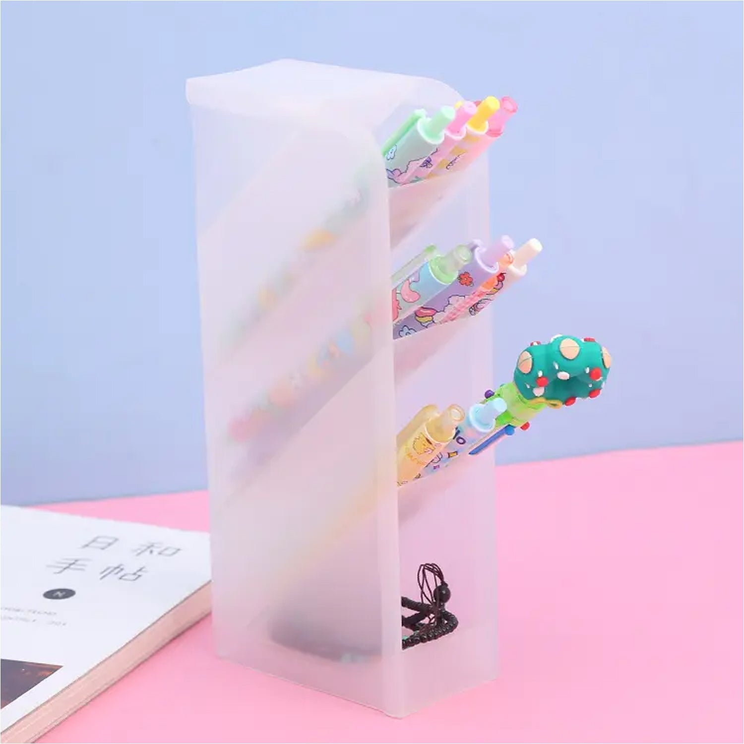 Plastic 4 Compartment Office Desktop Storage Box, Pen Pencil Stand/Holder Stationary Organizer, Plastic Desktop Stationary Organizer For School Plastic 4 Compartment Office Desktop Storage Box, Pen Pencil Stand/Holder Stationary Organizer, Plastic Desktop Stationary Organizer For School